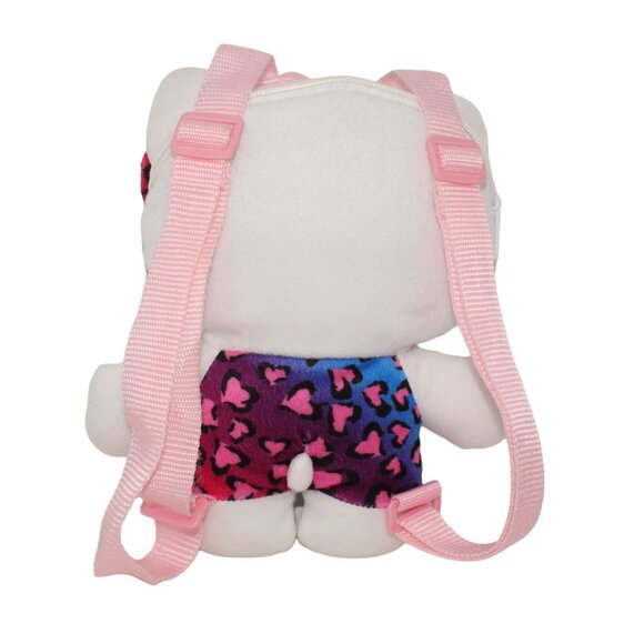 Retired Sanrio Hello Kitty Plush Zipper Backpack Pink Leopard Cheetah Print 14" - Picture 2 of 6